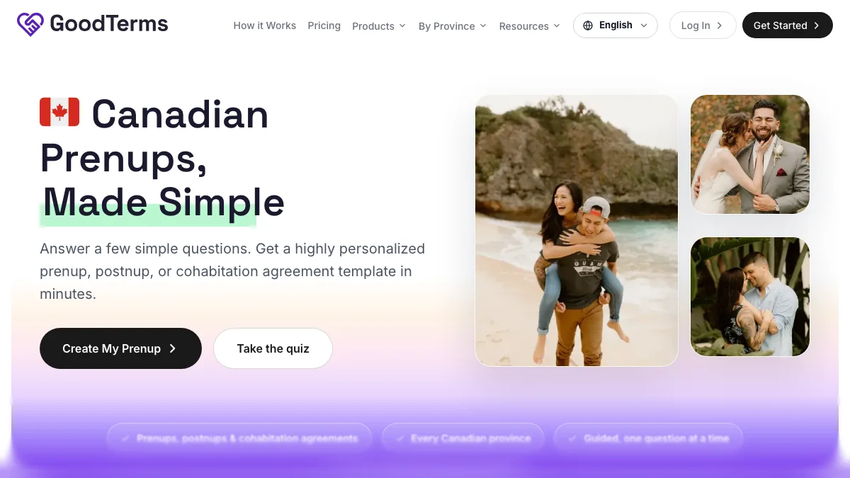 Screenshot of the GoodTerms landing page.