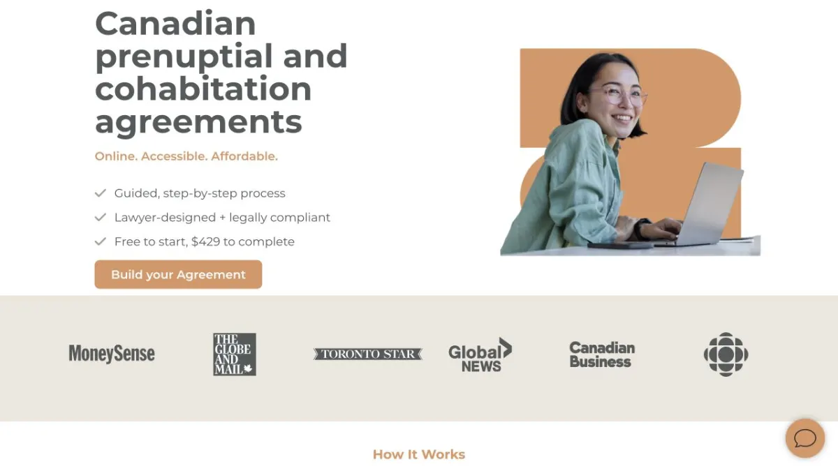 Screenshot of the Jointly online agreement process page.